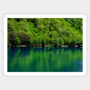 Beautiful emerald lake in a magical forest Sticker